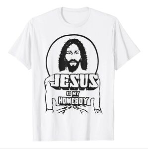 Jesus Is My Homeboy White Graffic T Shirt Mens M